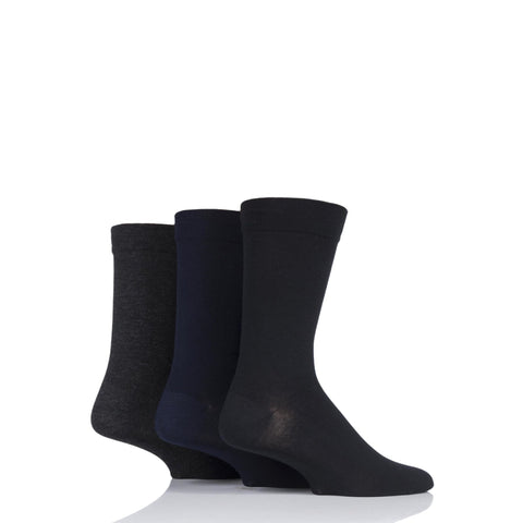 Gentle Grip Bamboo Comfort Socks - Black Grey Navy (3 pairs)