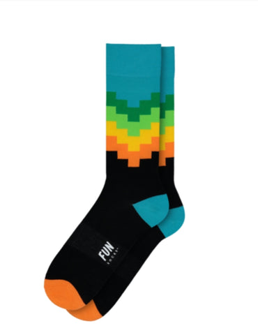 Men's Step Stripe Dress Socks (blue cuff)