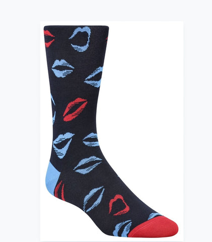 Bugatchi Men's Dress Socks - Lips (Blue/Red)