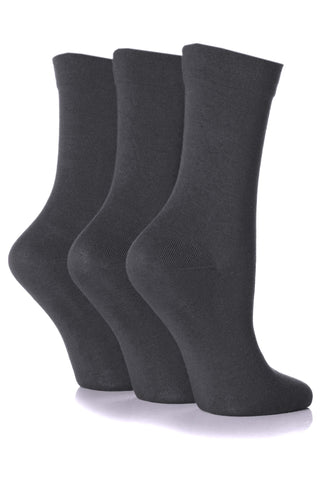 Gentle Grip Bamboo Comfort Socks  - Grey (3 pairs)