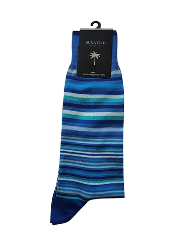 Bugatchi Men's Dress Socks - Blue/Green Stripes