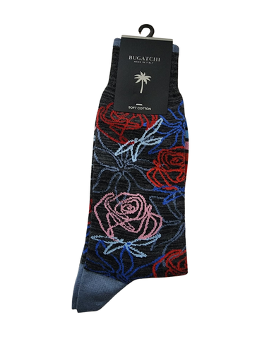 Bugatchi Men's Dress Socks - Pink/Red Floral