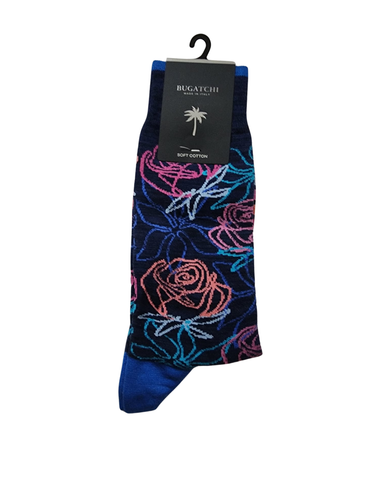 Bugatchi Men's Dress Socks - Orange/Pink Floral