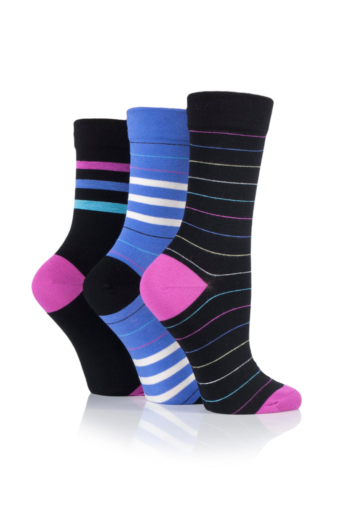 3 Pack Gentle Grip Pink Stripe Socks - Matalan