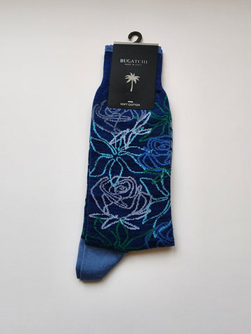Bugatchi Men's Dress Socks - Blue Floral