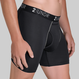 2 UNDR Swing Shift 6" Boxer Brief  (Black/Grey)