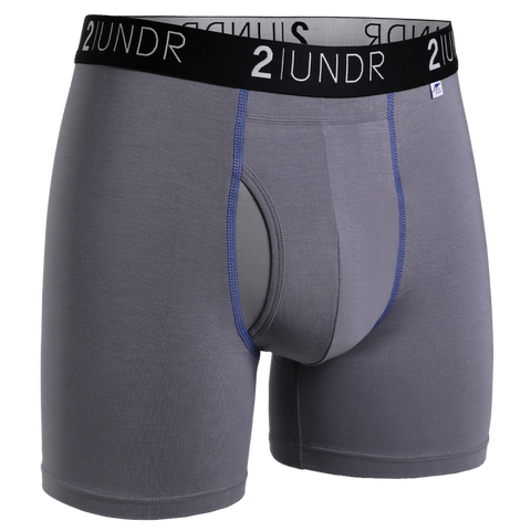 2 UNDR Swing Shift 6" Boxer Brief  (Grey/Blue)