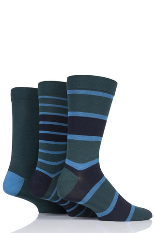 Gentle Grip Bamboo Comfort Socks - Blue/Green  (3 pairs)