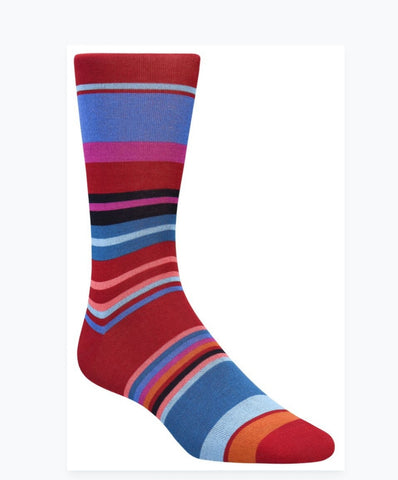 Bugatchi Men's Dress Socks - Stripes (red)
