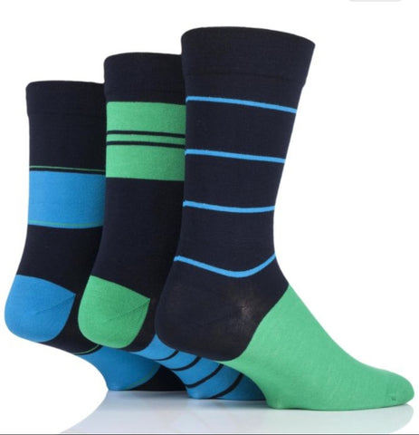 Gentle Grip Bamboo Comfort Socks - Azure (3 pairs)