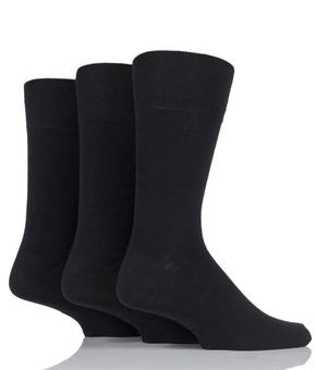 Gentle Grip Bamboo Comfort Socks - Black (3 pairs)