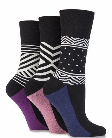 Ladies Gentle Grip Comfort Socks  - Addison  (3 pairs)