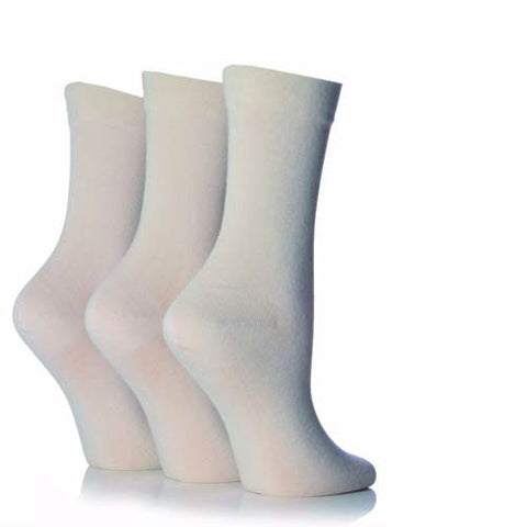 Women's Light Grey Diabetic Socks with Grippers x3 Pairs - Gripjoy