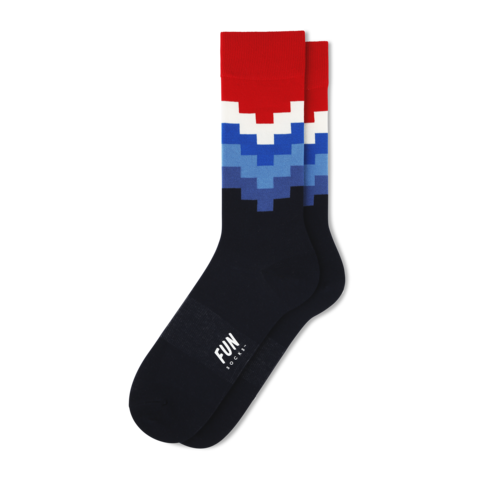 Geo Stripe Socks (Red Cuff)